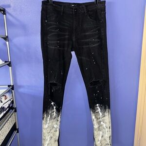 Stylish Black and White Distressed Jeans